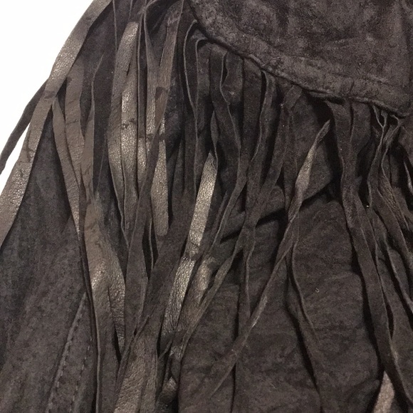 GIII Leather Fringed Jacket Black Size Medium Western Show Jacket - Picture 10 of 11